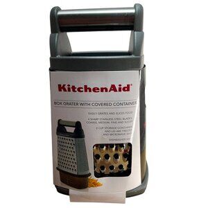 KitchenAid Box Grater With Covered Storage Container Gray NWT Dishwasher Safe